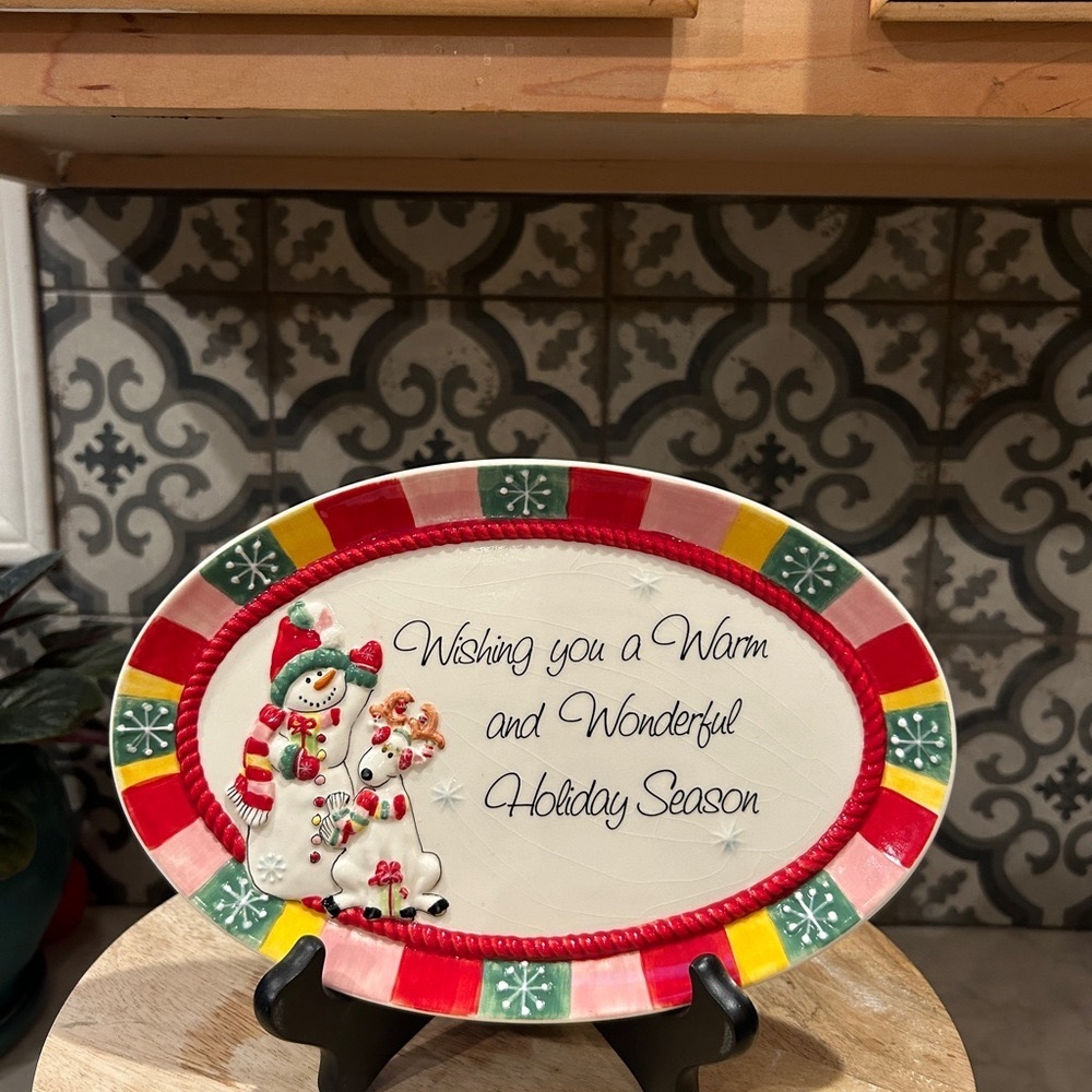 Red, White, Green Holiday Decor Platter